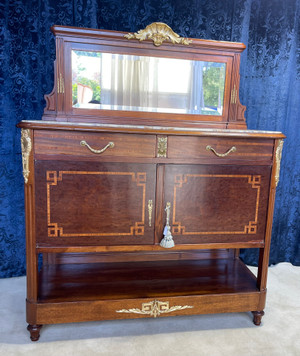 Marble and Mirrored Top French Server With Gilt Bronze Ormolu