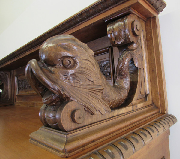 Continental Carved Walnut Court Cupboard