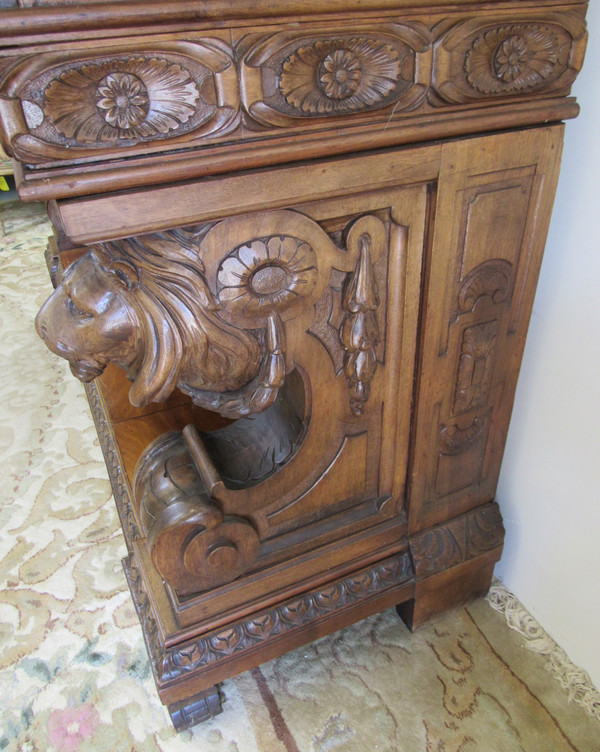 Continental Carved Walnut Court Cupboard