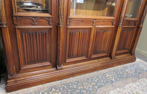 Late  19th - Early 20th Century English Walnut Gothic Style Bookcase