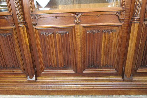 Late  19th - Early 20th Century English Walnut Gothic Style Bookcase