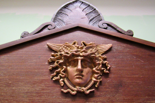 Mid 19th Century French Empire Red Mahogany Three Glass Door Bookcase With Three Adjustable Shelves
