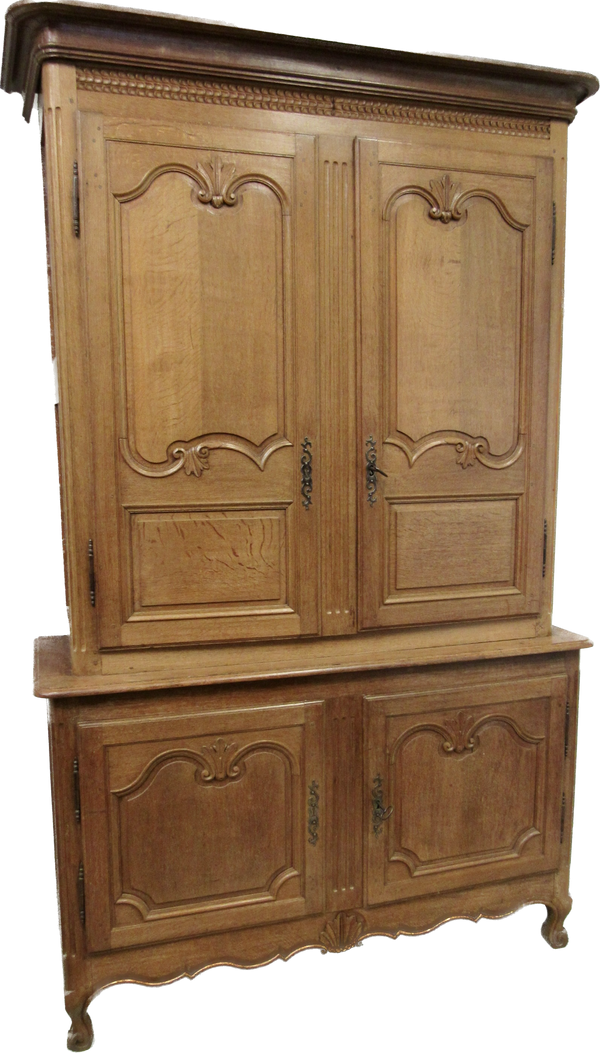 Tall Country Style Antique French Oak 2 Piece Cupboard Dated 1827 $2,495