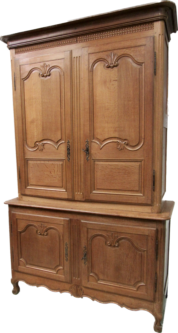 Tall Country Style Antique French Oak 2 Piece Cupboard Dated 1827 $2,495