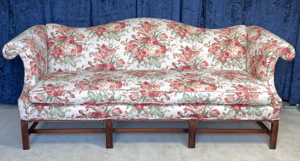 Chippendale Style Floral Print Sofa