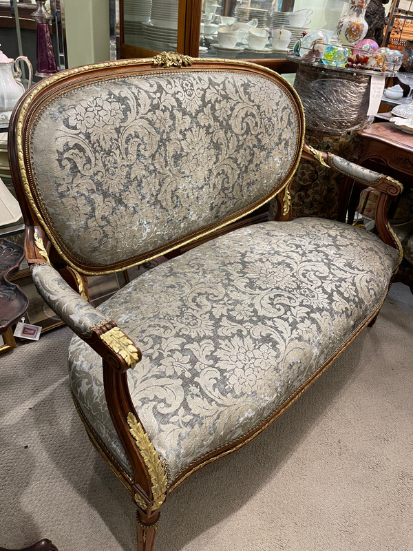 Antique Late 19th Century French Settee Gilt Bronze Mounts