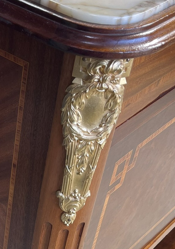 Marble and Mirrored Top French Server With Gilt Bronze Ormolu