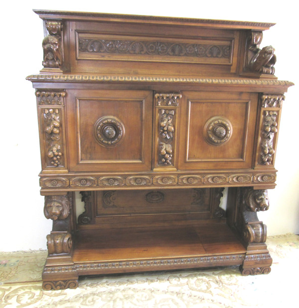 Continental Carved Walnut Court Cupboard