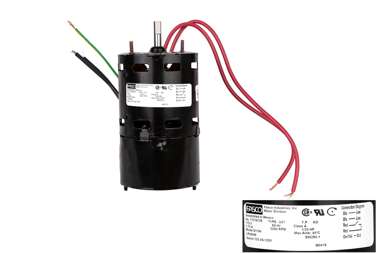 Fasco D1194 Draft Inducer Motor - Technical Hot & Cold Parts