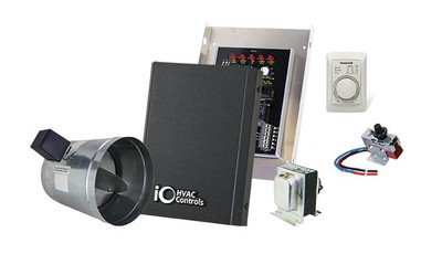 iO HVAC Controls iO-FAV-07-PLUS Fresh air ventilation control panel, 7 round 2-position damper, 120/24 20VA transformer, includes ODT and Humidistat iO HVAC Controls iO-FAV-07-PLUS Fresh air ventilation control panel, 7 round 2-position damper, 120/24 20VA transformer, includes ODT and Humidistat