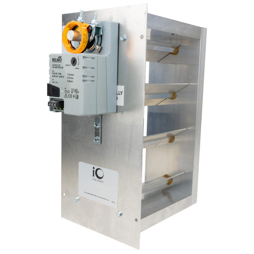 iO HVAC Controls MD-2010-BM 20 x 10 Rectangular 2 Position Zone Damper - Belimo 3 Wire Actuator- Bottom Mount