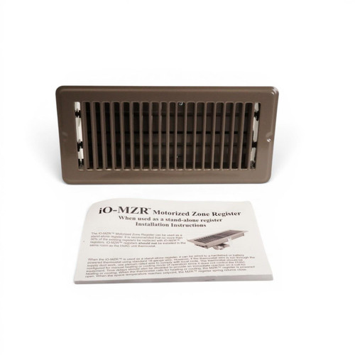 iO HVAC Controls MZR-1004-B-PO Motorized 10 x 04 Zone Register - Brown
