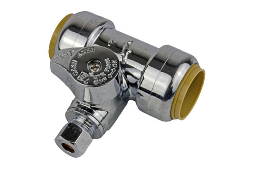 SharkBite 24985 1/4 Turn Tee Stop, 3/4 x 3/4 x 1/4 in Nominal, SB x SB x Compression End Style SharkB