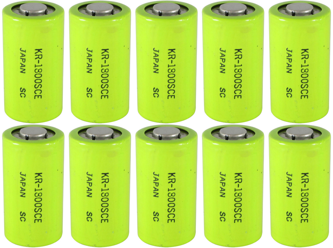 Panasonic KR-1800SCE Sub C Cell NiCd Battery - 1.2 Volt 1800mAh - 10 Pieces