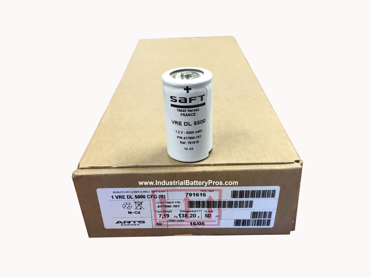 VRE DL 417990-101 Saft Battery - 1.2V 5500mah D NiCd Low Profile