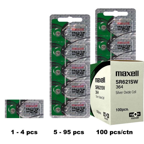 muRata Sony SR621SW - 364 Button - Watch Battery Replacement - 100 Pieces