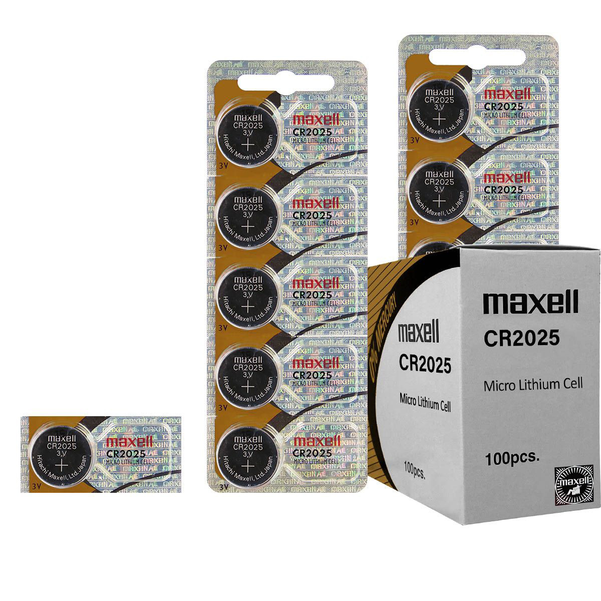 Murata Sony CR2025 3V Lithium Coin Cell Battery - 100 Pieces