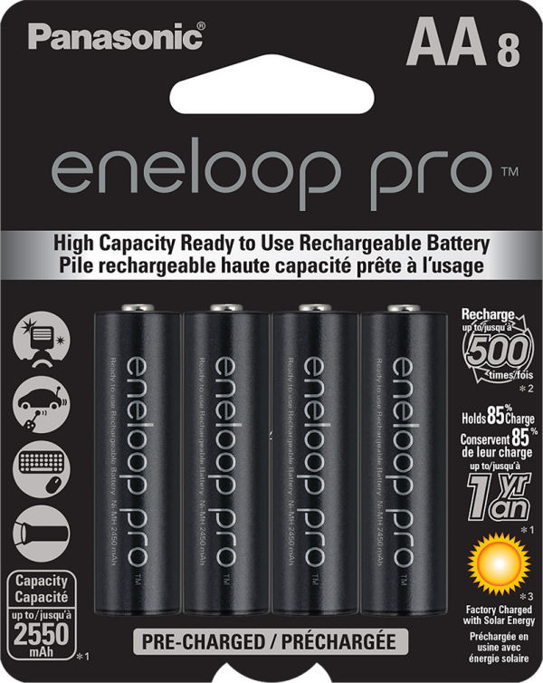 Panasonic eneloop pro AA Rechargeable Batteries - 8 Pack