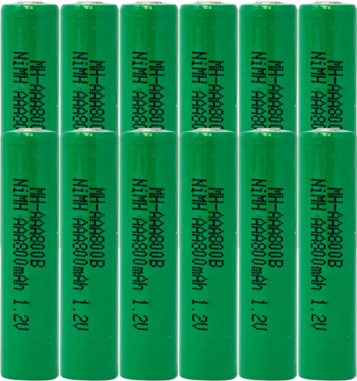 AAA 1.2 Volt 800mAh NiMH - Flat Top - 12 Pieces AAA 1.2 Volt 800mAh NiMH - Flat Top - 12 Pieces