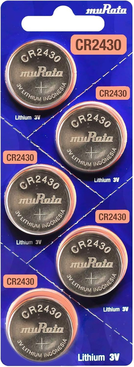 Sony Murata CR2430 Battery - 3V 610mAh Lithium Coin Cell - 5 Pieces