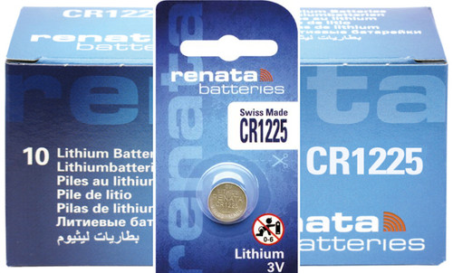 Renata CR1225 Battery - 3 Volt 50mAh Lithium Coin Cell - CR1225.SC - 10 Pieces