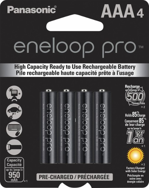Panasonic eneloop pro AAA Rechargeable Batteries - 4 Pack (12 Packs)