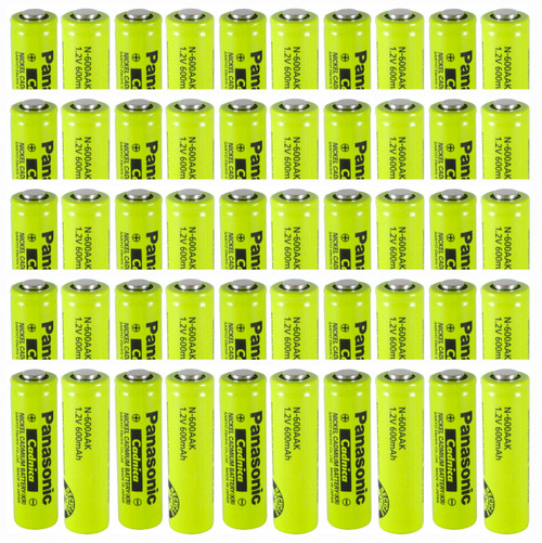Panasonic N-600AAK Battery (50 Pieces) AA NiCd 1.2 Volt 600mAh