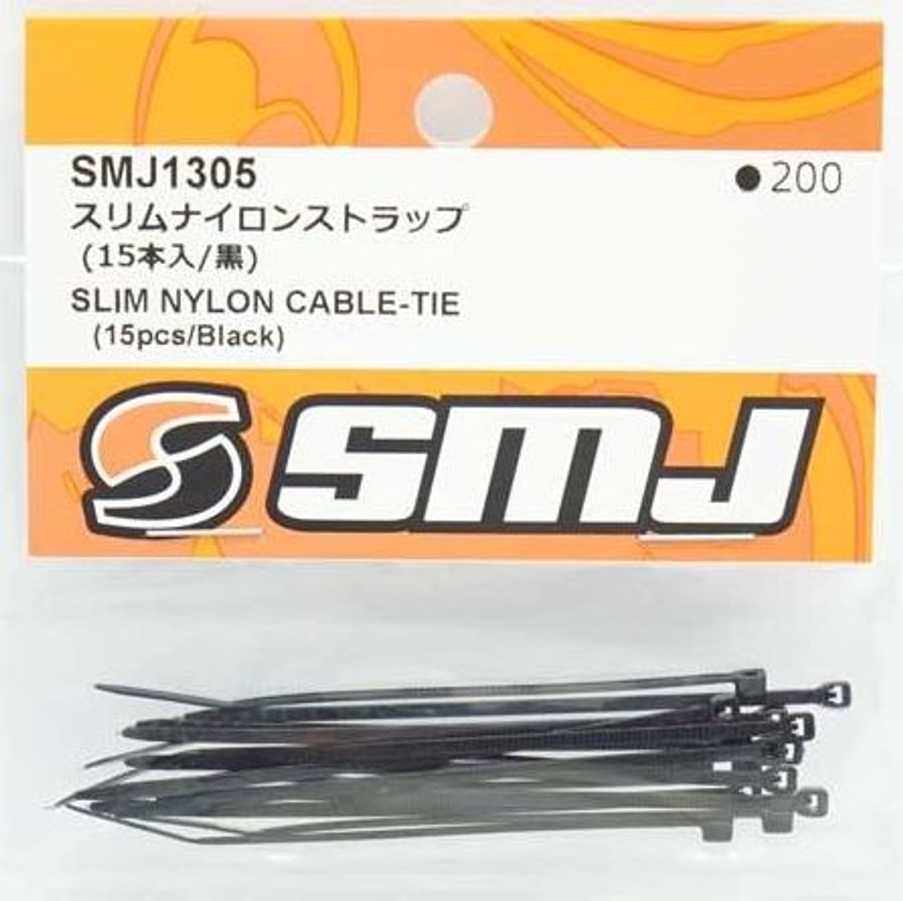 SMJ Slim Nylon Cable-Tie (15pcs/Black)
