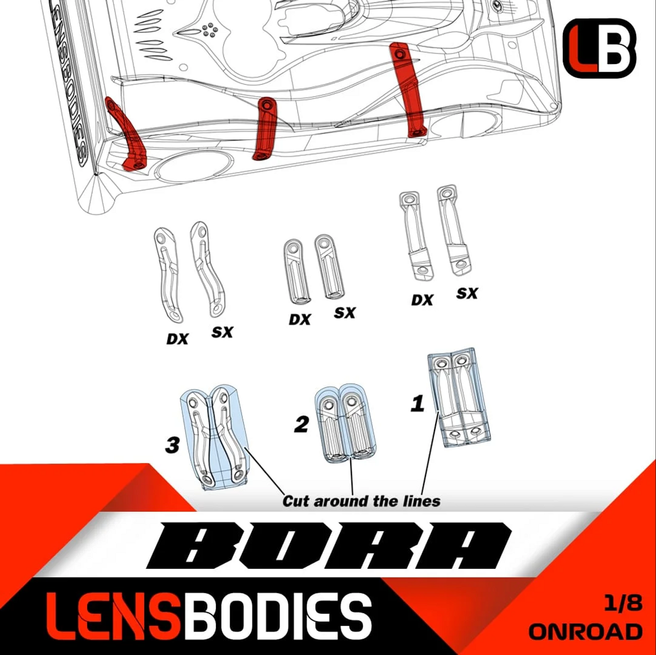 1/8 On-road Standard Weight Wing + Stiffeners