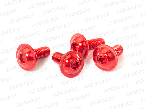 M3x8mm ALU FLANGE BUTTON HEAD SCREW (Red/4pcs)