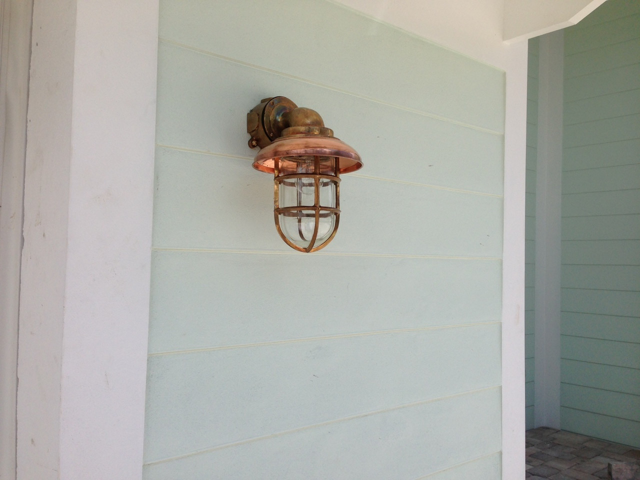 Nautical Marine Passageway Dock Light w/Copper Hood - Large Size