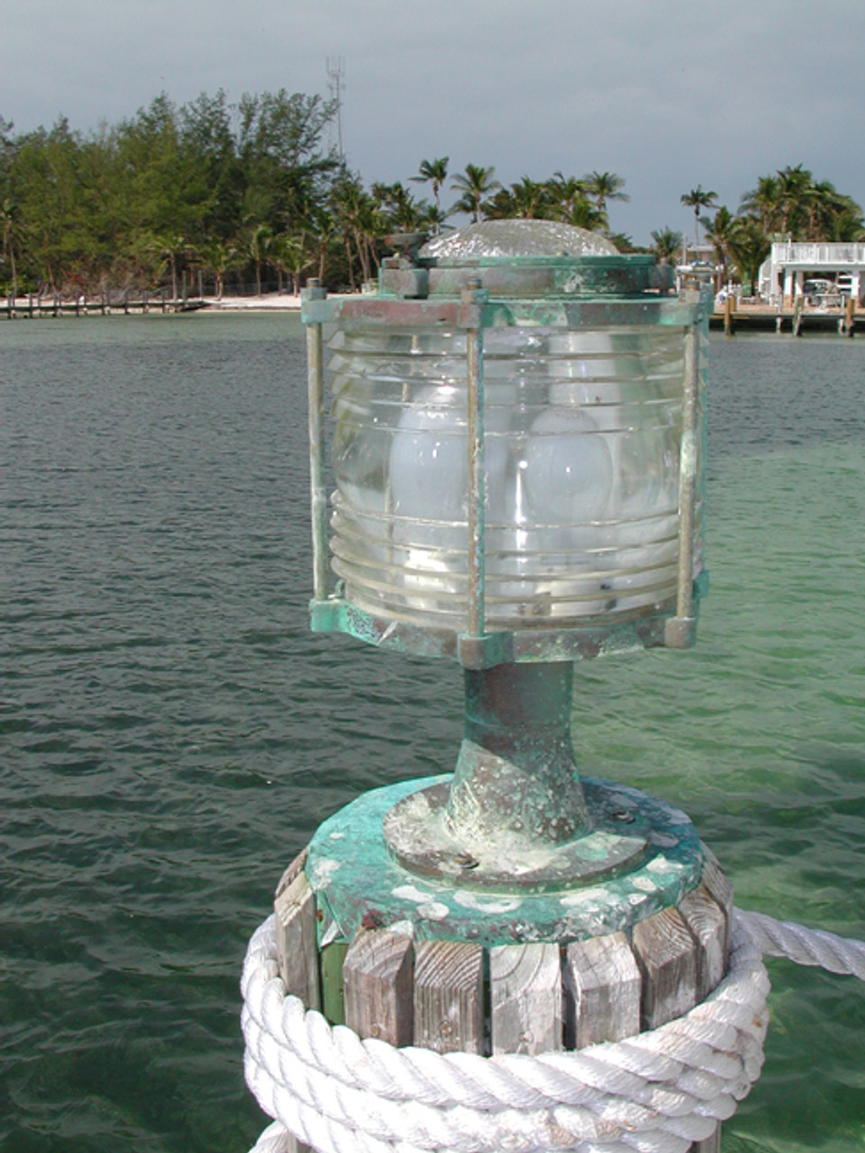 large pedestal patina dock light