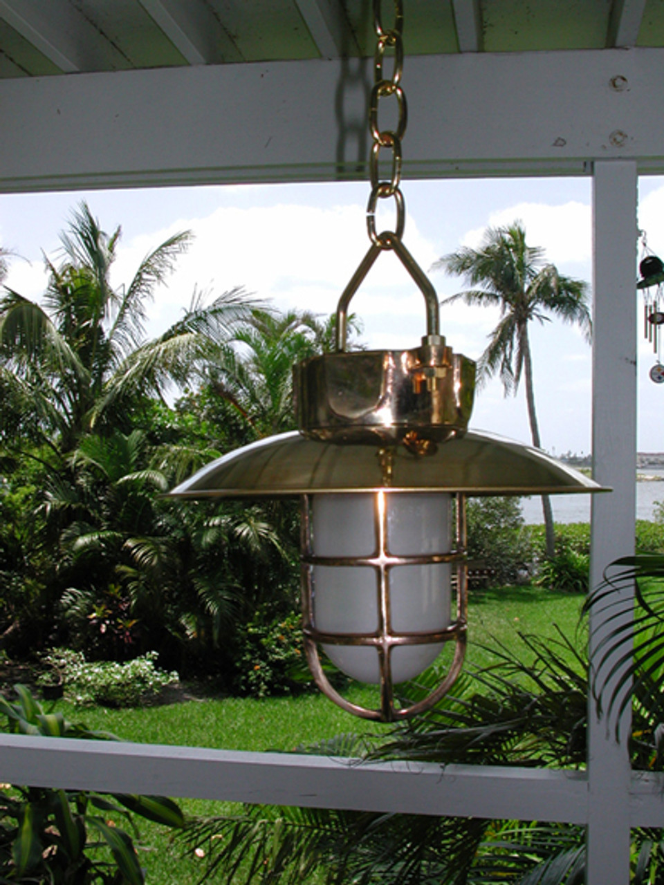 Hanging Hooded Brass Passageway nautical ship light - Dock Lights