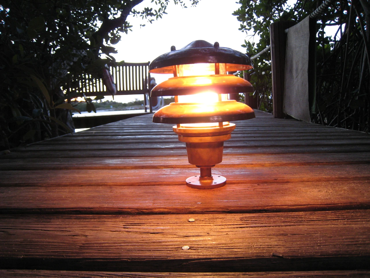 Copper Hooded Landscape Nautical Dock Light