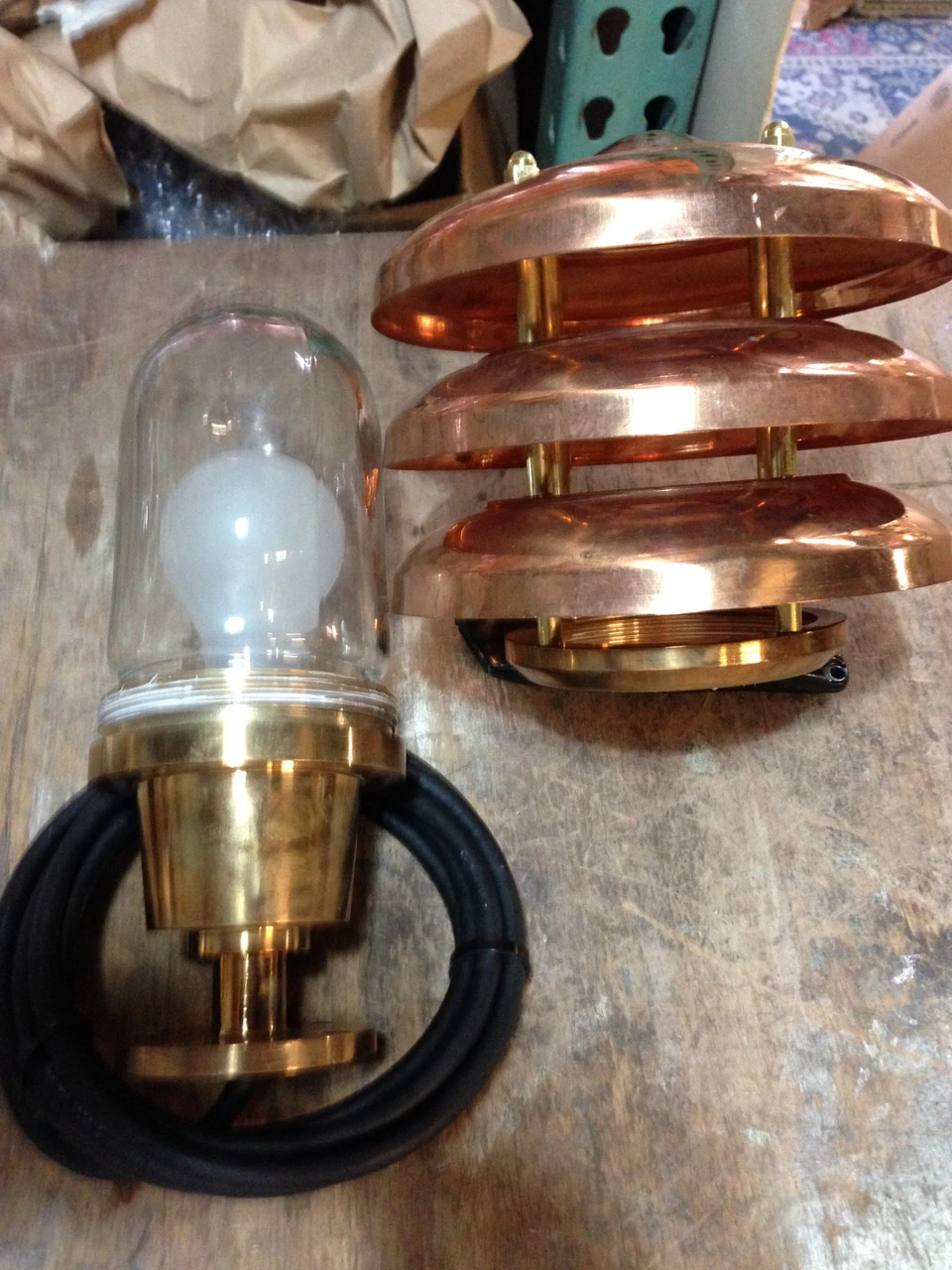 Copper Hooded Landscape Nautical Dock Light