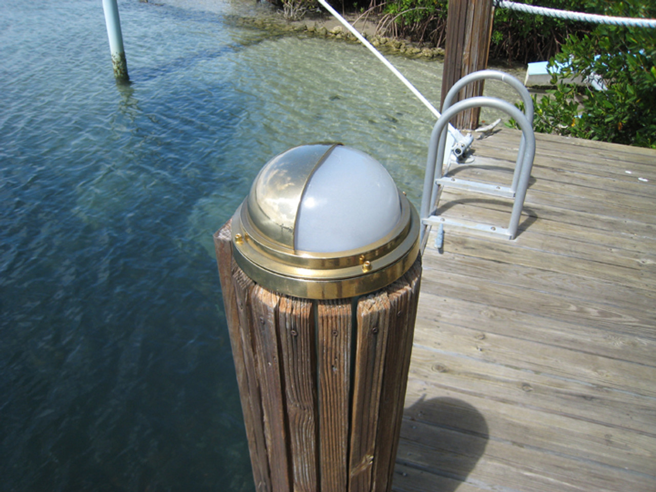 brass nautical hooded dock light