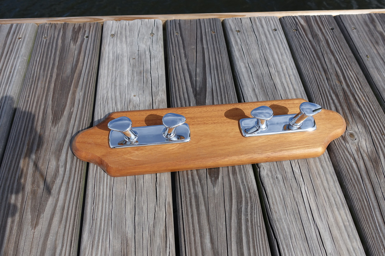 Captains Teak Coat Rack with Chrome Cleats