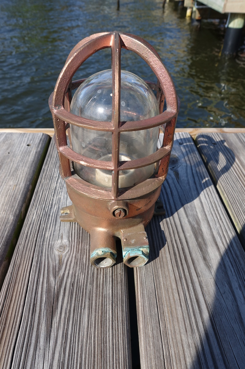 German Straight Passageway Heavy Bronze Ship's Light