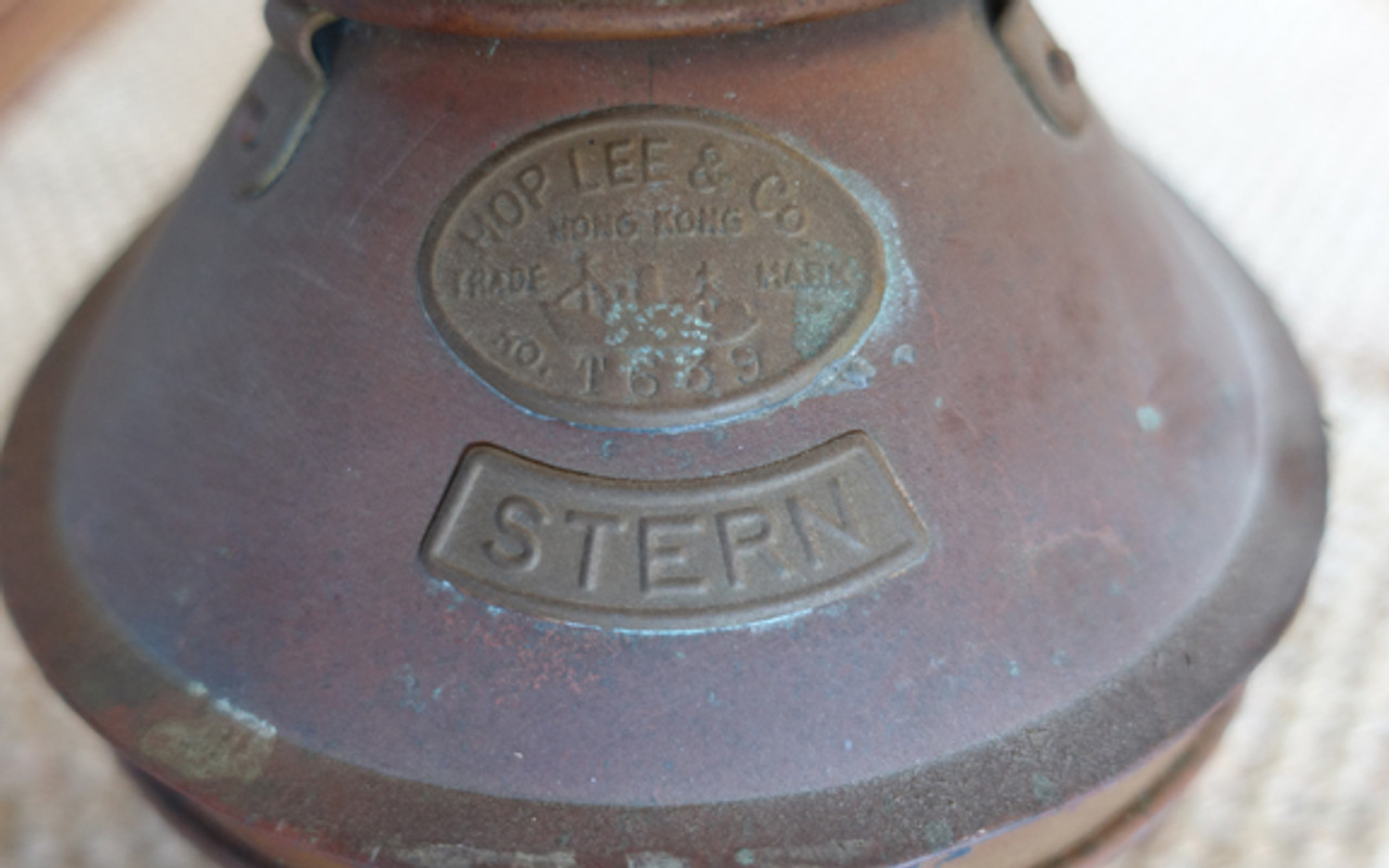 hop lee makers mark tag on copper ship light