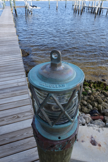 European Nautical piling dock light with patina