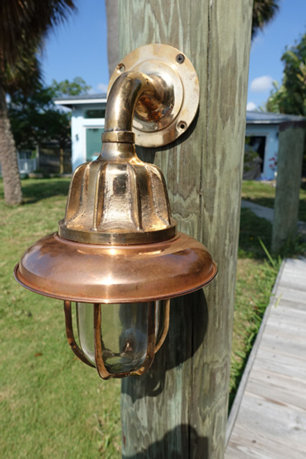 Oval Brass Bulkhead Light. Coastal Outdoor Wall Light.