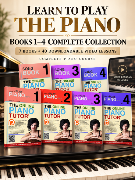 Learn to Play the Piano complete collection with 7 books and 40 downloadable video lessons