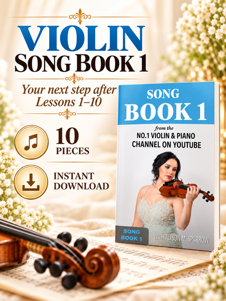 Violin Song Book 1 PDF with 10 beginner pieces after Lessons 1 to 10