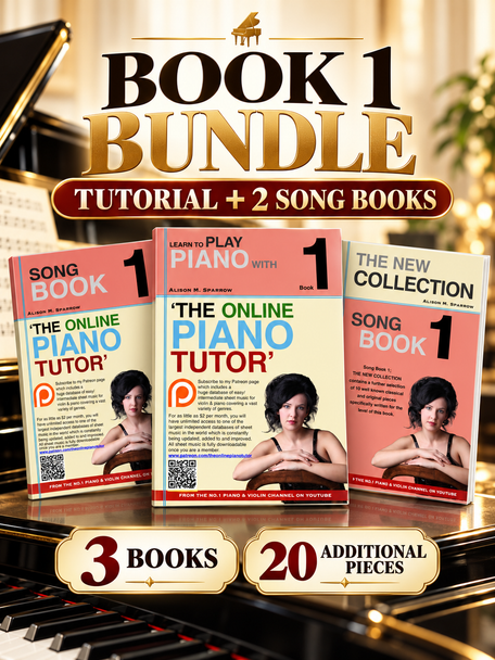 Learn to Play the Piano Book 1 bundle with tutorial book and two beginner song books