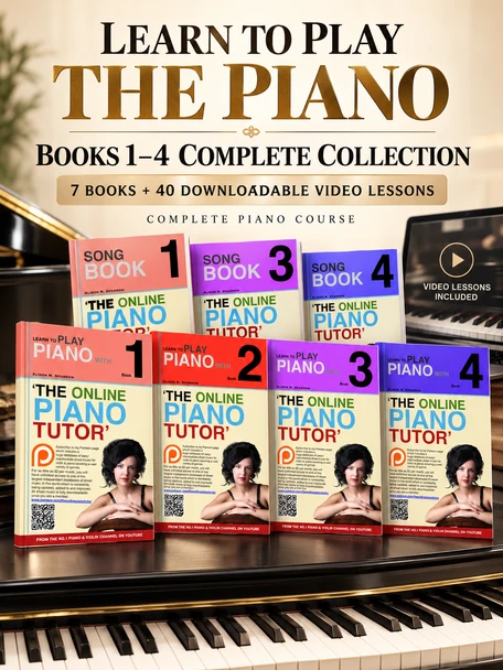 Learn to Play the Piano complete collection with 7 books and 40 downloadable video lessons