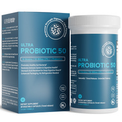 Ultra Probiotic 50 Advanced Strength Digestive Care Formula, 50B CFU, 10 Strains, Time Release Capss