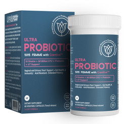 Ultra Probiotic 5015 Femme - Women's UT + Digestive Care Formula, 50B CFU, 15 Strains, Time Release Capsules