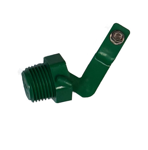 Regulate your water flow with the Ritchie 1/2 inch valve. Ideal for water pressure between 60-80 PSI. The green valve is standard in all the StallFount waterers.
