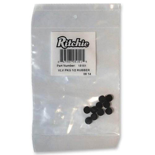 The Ritchie 1/2" Valve Rubber Package (#15151) includes 10 replacement rubber components designed to extend the life of your existing 1/2" Ritchie valves. These rubbers fit all 1/2" valve colors (red, white, and green) and are essential for maintaining a water seal in your valve. Regular replacement of worn valve rubbers ensures reliable water flow and prevents leaks, contributing to the longevity of your waterers valve.

Fits all 1/2" Ritchie valve colors (red, white and green)
10 Valve Rubbers per package