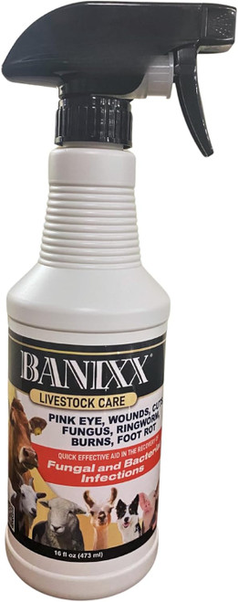 Wounds and Abrasions: Ideal for cuts, scrapes, and other skin injuries, Banixx helps cleanse and sheild your animal’s skin.
Pinkeye: Banixx provides help for pinkeye in cattle. Apply directly to each eye 1-2 times daily until improvement.
Ringworm: Combat ringworm in livestock by applying to lesions and itchy rashes.
Effective: Banixx Livestock Care is gentle on animals yet highly effective in delivering results.
